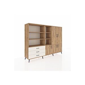 Hyperion Dolap 11 Raflı 3 Çekmeceli 5 Kapaklı 220x44x163 Çam-çam/aytaşı