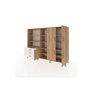 Hyperion Dolap 11 Raflı 3 Çekmeceli 5 Kapaklı 220x44x163 Çam-çam/aytaşı