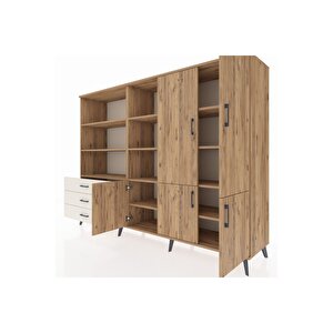 Hyperion Dolap 11 Raflı 3 Çekmeceli 5 Kapaklı 220x44x163 Çam-çam/aytaşı