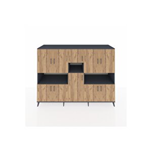 Kronos Dolap 14 Raflı 10 Kapaklı 220x59x163 Antrasit-çam/antrasit