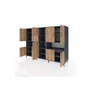 Kronos Dolap 14 Raflı 10 Kapaklı 220x59x163 Antrasit-çam/antrasit