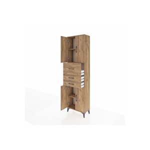 Arges Dolap 3 Raflı 3 Çekmeceli 4 Kapaklı 60x30x221 Çam-çam