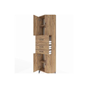 Arges Dolap 3 Raflı 3 Çekmeceli 4 Kapaklı 60x30x221 Çam-çam