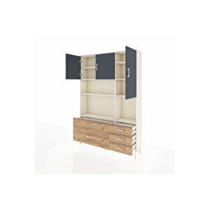 Arges Dolap 8 Raflı 5 Çekmeceli 3 Kapaklı 132x30x195 Aytaşı-antrasit/çam