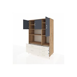 Kronos Dolap 8 Raflı 5 Çekmeceli 3 Kapaklı 132x59x195 Çam-antrasit/aytaşı