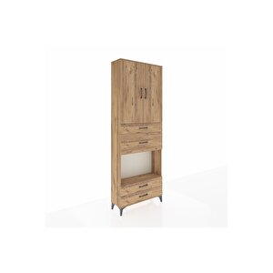 Arges Dolap 4 Raflı 4 Çekmeceli 2 Kapaklı 88x30x243 Çam-çam