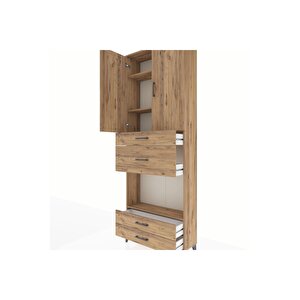 Arges Dolap 4 Raflı 4 Çekmeceli 2 Kapaklı 88x30x243 Çam-çam
