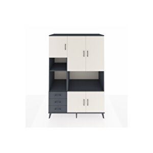 Kronos Dolap 9 Raflı 3 Çekmeceli 5 Kapaklı 132x59x195 Antrasit-aytaşı/antrasit