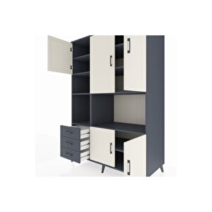 Kronos Dolap 9 Raflı 3 Çekmeceli 5 Kapaklı 132x59x195 Antrasit-aytaşı/antrasit