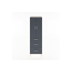 Hyperion Dolap 3 Raflı 3 Çekmeceli 2 Kapaklı 60x44x195 Aytaşı-antrasit