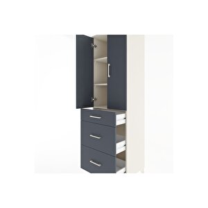 Hyperion Dolap 3 Raflı 3 Çekmeceli 2 Kapaklı 60x44x195 Aytaşı-antrasit