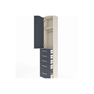 Arges Dolap 2 Raflı 5 Çekmeceli Tek Askılı 44x30x221 Aytaşı-antrasit