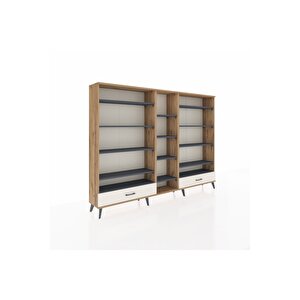 Arges Dolap 14 Raflı 2 Çekmeceli  220x30x163 Çam-antrasit/aytaşı