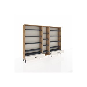 Arges Dolap 14 Raflı 2 Çekmeceli  220x30x163 Çam-antrasit/aytaşı