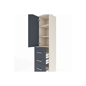 Hyperion Dolap 3 Raflı 3 Çekmeceli Tek Kapaklı 44x44x195 Aytaşı-antrasit