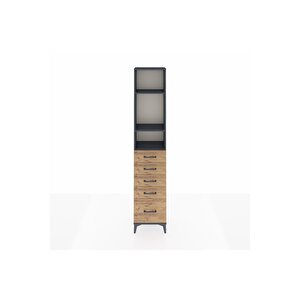 Arges Dolap 3 Raflı 5 Çekmeceli 44x30x221 Antrasit-çam