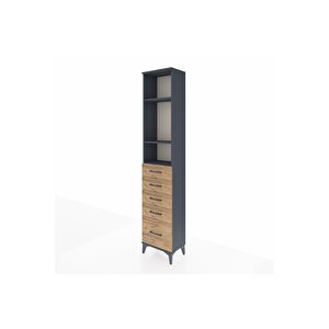 Arges Dolap 3 Raflı 5 Çekmeceli 44x30x221 Antrasit-çam