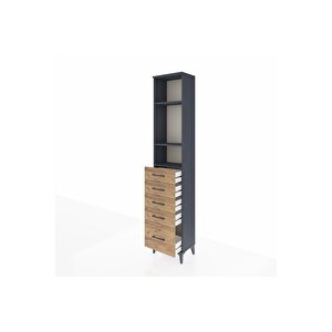 Arges Dolap 3 Raflı 5 Çekmeceli 44x30x221 Antrasit-çam