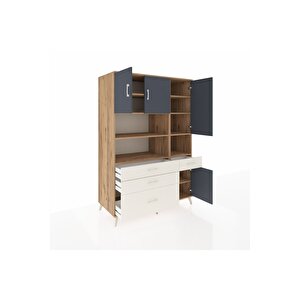 Kronos Dolap 9 Raflı 4 Çekmeceli 4 Kapaklı 132x59x195 Çam-antrasit/aytaşı