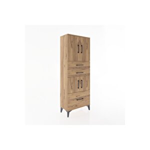 Arges Dolap 3 Raflı 3 Çekmeceli 4 Kapaklı 60x30x163 Çam-çam