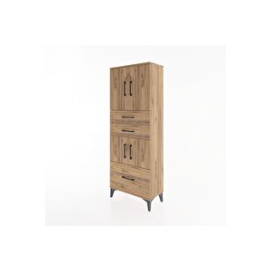 Arges Dolap 3 Raflı 3 Çekmeceli 4 Kapaklı 60x30x163 Çam-çam