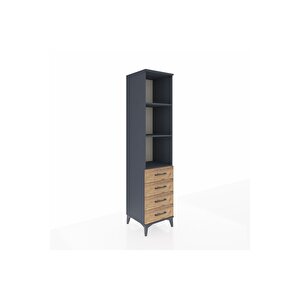 Hyperion Dolap 3 Raflı 4 Çekmeceli 44x44x195 Antrasit-çam