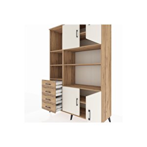 Hyperion Dolap 8 Raflı 4 Çekmeceli 4 Kapaklı 132x44x195 Çam-aytaşı/çam