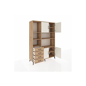 Hyperion Dolap 8 Raflı 4 Çekmeceli 4 Kapaklı 132x44x195 Çam-aytaşı/çam