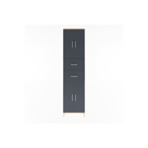 Arges Dolap 5 Raflı 2 Çekmeceli 4 Kapaklı 60x30x243 Çam-antrasit