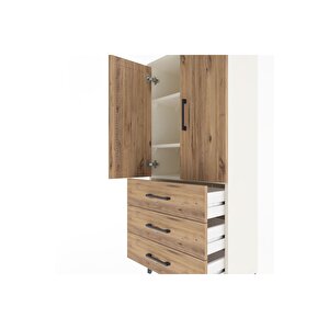 Arges Dolap 3 Raflı 3 Çekmeceli 2 Kapaklı 60x30x134 Aytaşı-çam