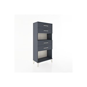 Hyperion Dolap Tek Raflı 4 Çekmeceli 60x44x134 Antrasit-antrasit