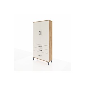 Arges Dolap 3 Raflı 3 Çekmeceli 2 Kapaklı 88x30x182 Çam-aytaşı