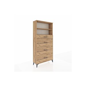 Arges Dolap 2 Raflı 4 Çekmeceli 88x30x182 Çam-çam