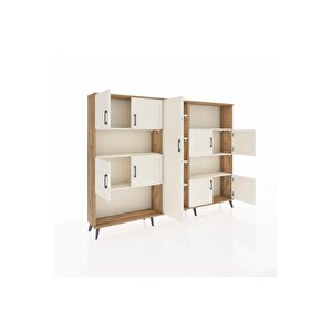 Arges Dolap 10 Raflı 9 Kapaklı 220x30x163 Çam-aytaşı