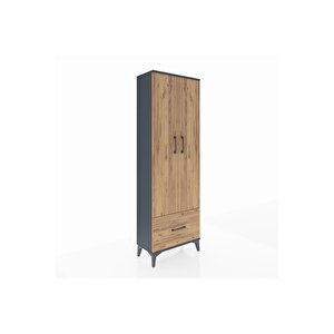 Arges Dolap 4 Raflı Tek Çekmeceli 2 Kapaklı 60x30x182 Antrasit-çam