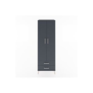 Hyperion Dolap Tek Raflı 2 Çekmeceli Tek Askılı 60x44x182 Antrasit-antrasit