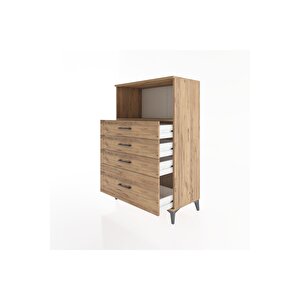 Hyperion Dolap Tek Raflı 4 Çekmeceli 88x44x134 Çam-çam