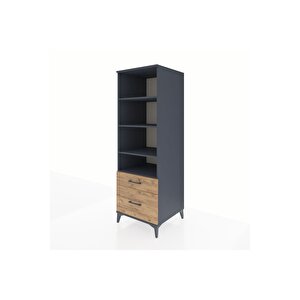 Kronos Dolap 4 Raflı 2 Çekmeceli 60x59x182 Antrasit-çam