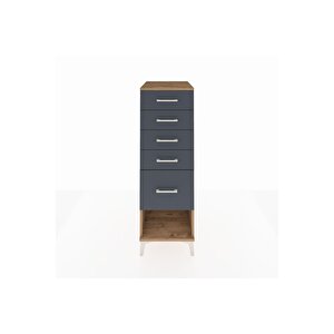 Kronos Dolap 5 Çekmeceli 44x59x134 Çam-antrasit