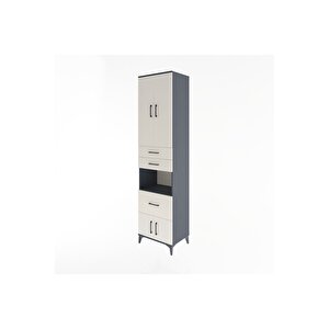 Hyperion Dolap 4 Raflı 3 Çekmeceli 4 Kapaklı 60x44x243 Antrasit-aytaşı