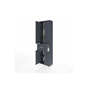 Arges Dolap 4 Raflı Tek Çekmeceli 4 Kapaklı 60x30x221 Antrasit-antrasit