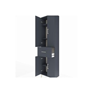 Arges Dolap 4 Raflı Tek Çekmeceli 4 Kapaklı 60x30x221 Antrasit-antrasit