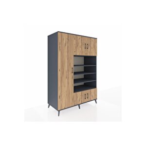 Kronos Dolap 10 Raflı 5 Kapaklı 132x59x195 Antrasit-çam/antrasit