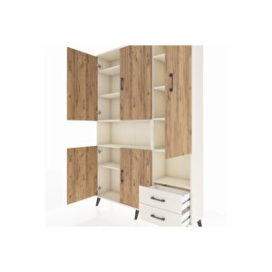 Arges Dolap 10 Raflı 2 Çekmeceli 5 Kapaklı 132x30x195 Aytaşı-çam/aytaşı