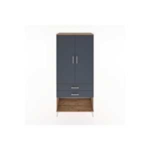 Hyperion Dolap 2 Raflı 2 Çekmeceli Tek Askılı 88x44x195 Çam-antrasit