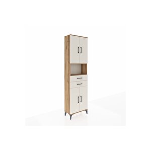 Arges Dolap 4 Raflı 2 Çekmeceli 4 Kapaklı 60x30x221 Çam-aytaşı