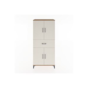 Hyperion Dolap 4 Raflı Tek Çekmeceli 4 Kapaklı 88x44x195 Çam-aytaşı