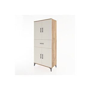 Hyperion Dolap 4 Raflı Tek Çekmeceli 4 Kapaklı 88x44x195 Çam-aytaşı