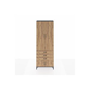 Arges Dolap 4 Raflı 3 Çekmeceli 4 Kapaklı 88x30x243 Antrasit-çam