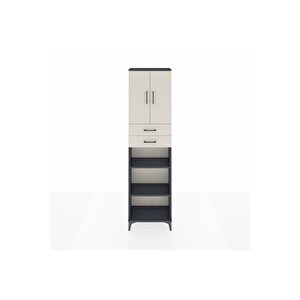 Arges Dolap 4 Raflı 2 Çekmeceli 2 Kapaklı 60x30x221 Antrasit-aytaşı